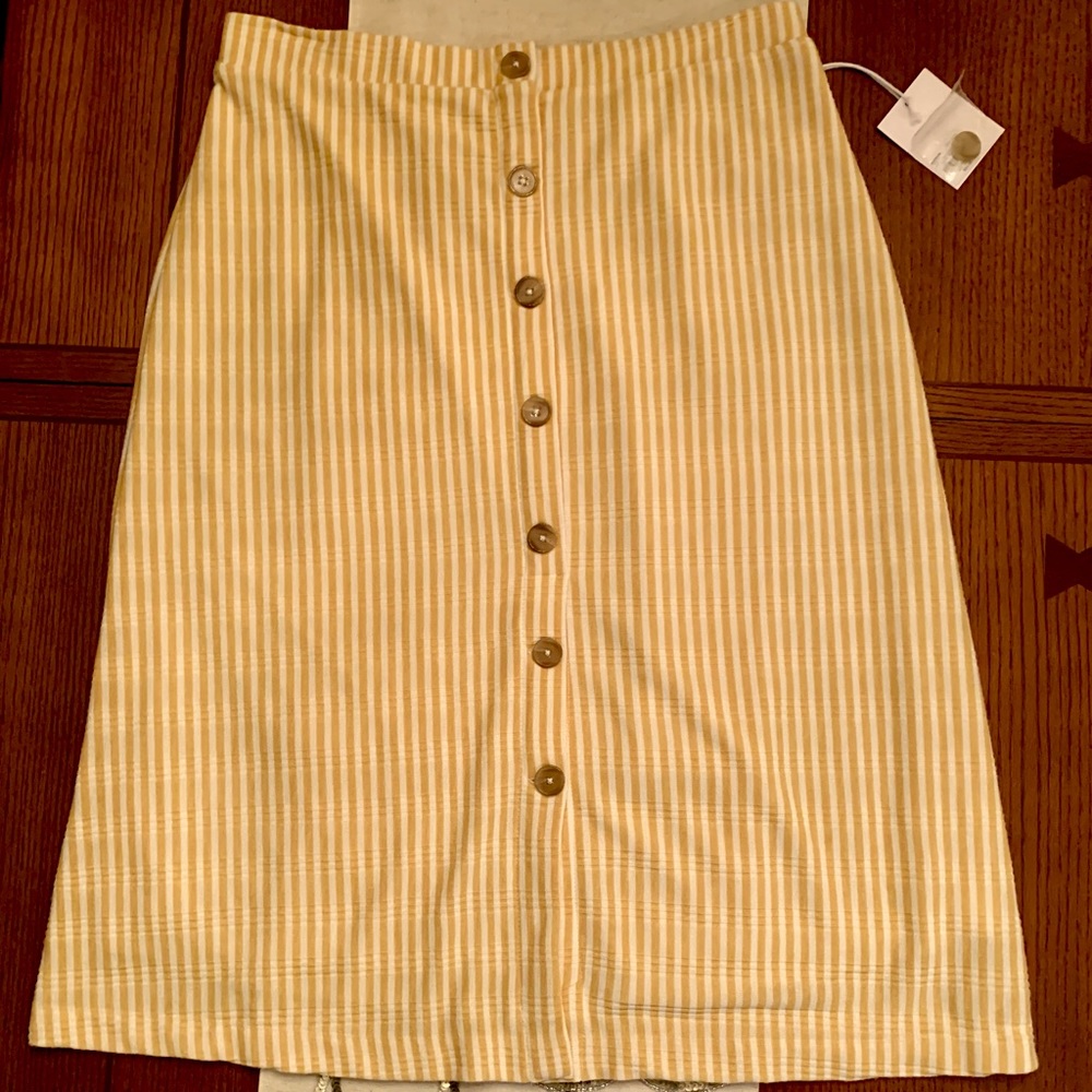NET Lauren Conrad button front striped A-line skirt